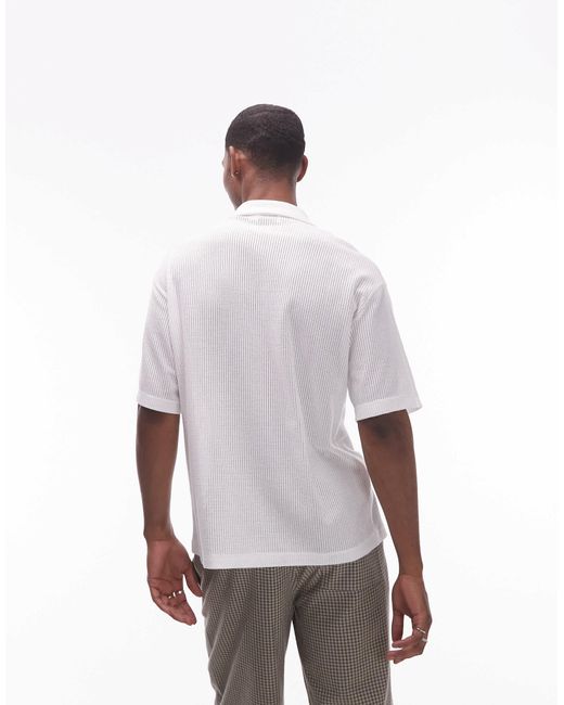 Topman – oversize-polohemd aus strick in White für Herren