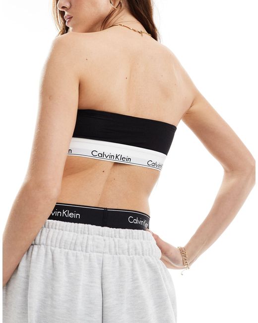 Modern cotton fashion - top a fascia leggermente foderato di Calvin Klein in Black