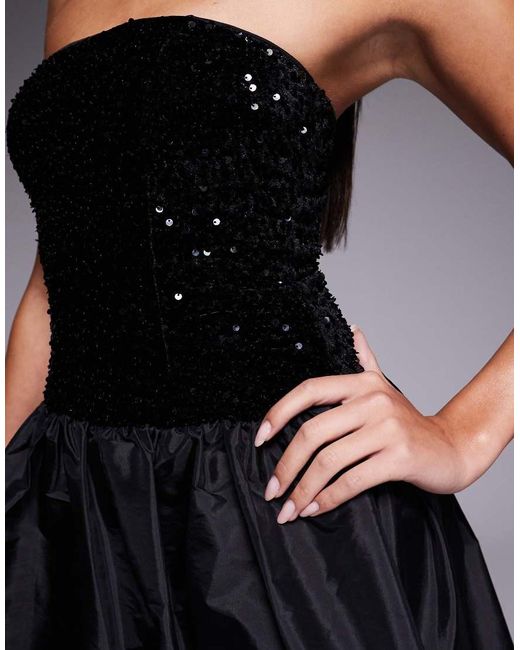 New Look Black Sequin Bandeau Mini Dress