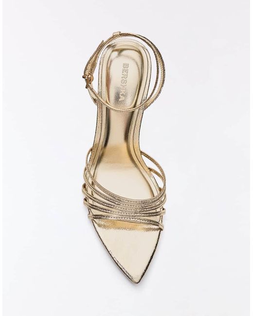 Bershka White Multi-Strap Heeled Sandals