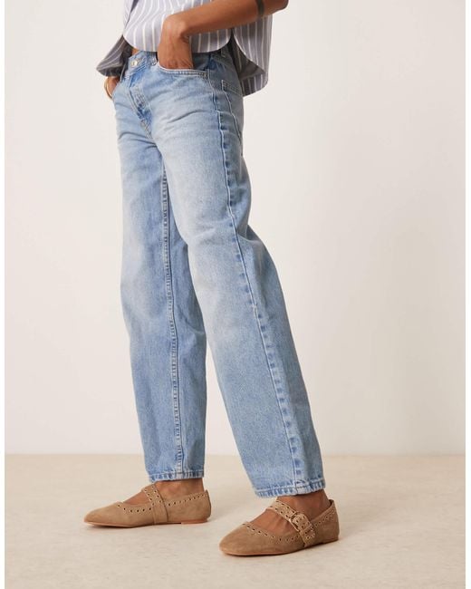 ASOS Blue Larson Eyelet Mary Jane Ballets