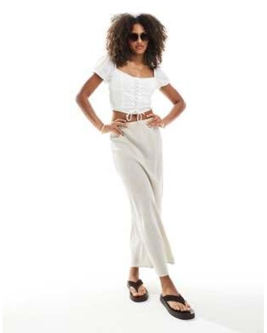 New Look White – midirock aus leinen