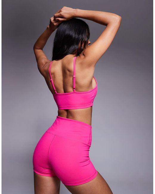 4505 Pink Icon Light Support Sports Bra With Adjustable Straps