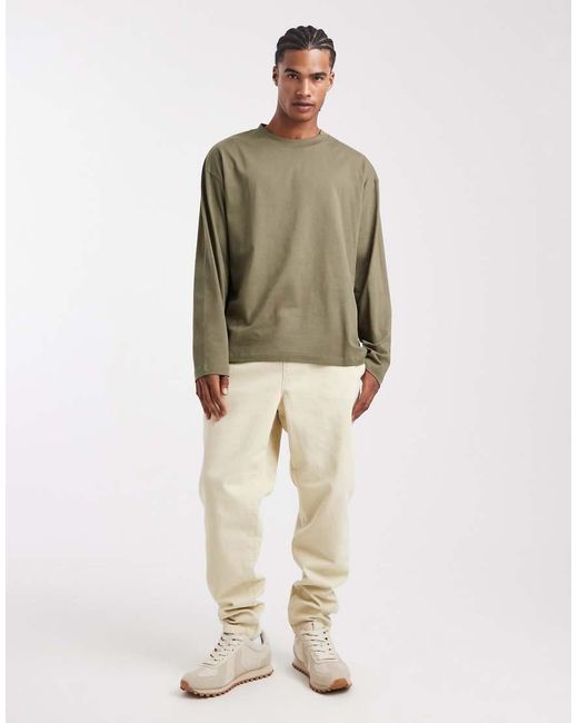 ASOS Green Essentials Oversized Long Sleeve T-Shirt for men