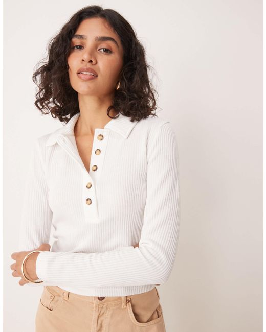ASOS White – langärmliges, geripptes oberteil
