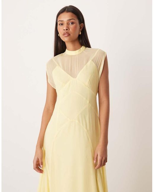 ASOS Natural High Neck Hanky Hem Chiffon Maxi Dress
