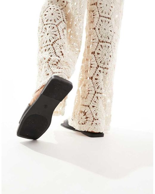 ASOS White Wide Fit Fig Square Toe Flat Sandals