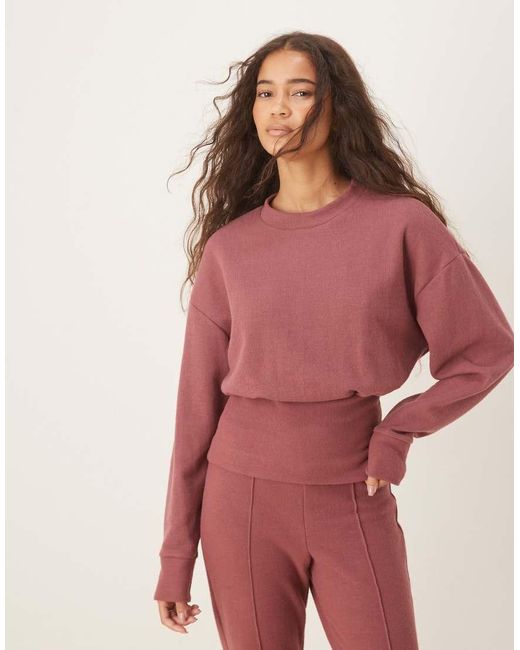 ASOS Zachte Top Met Korsettaille En Lange Mouwen in het Red