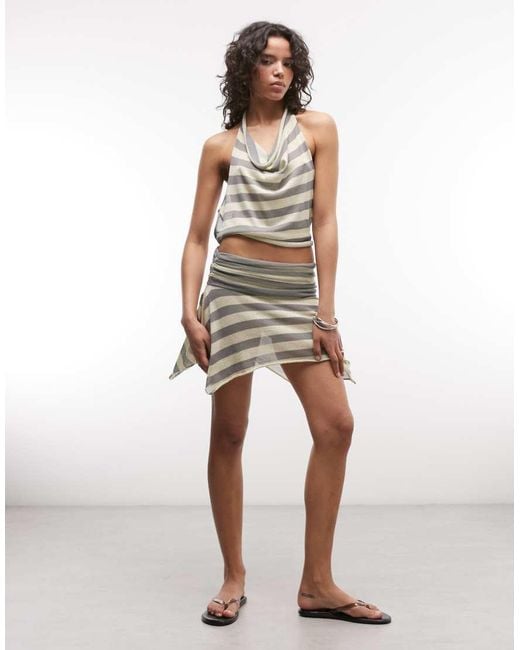 Collusion White Festival Shimmer Asymmetric Mini Skirt Co-Ord