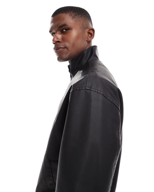 ASOS – bomberjacke aus kunstleder in Blue für Herren