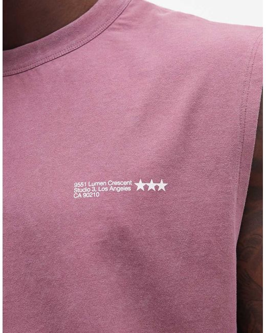 ASOS Purple Oversized Tank With Text Graphic for men