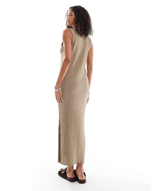 Pieces White Sleeveless V Neck Midi Dress