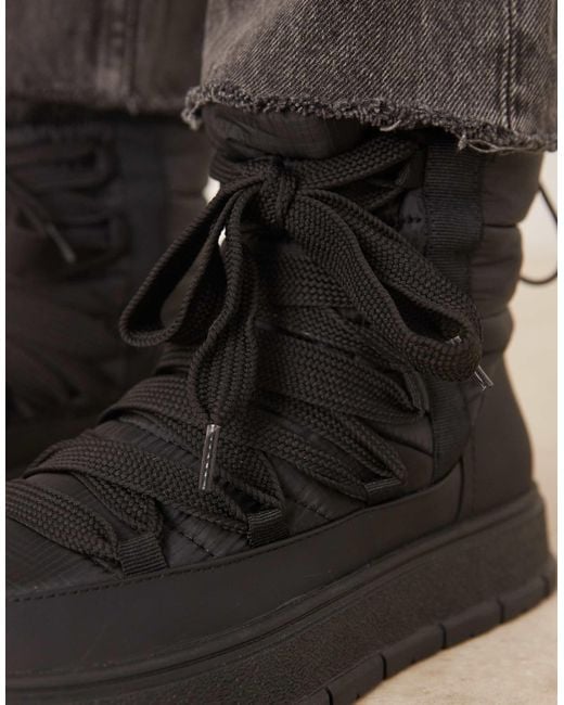 ASOS Black Arrow Nylon Lace Up Snow Boots