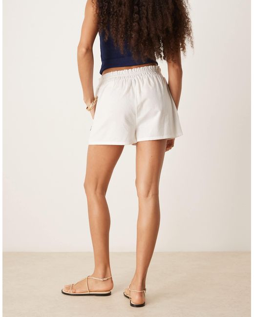 ASOS Blue Pull On Shorts With Embroidered Detail