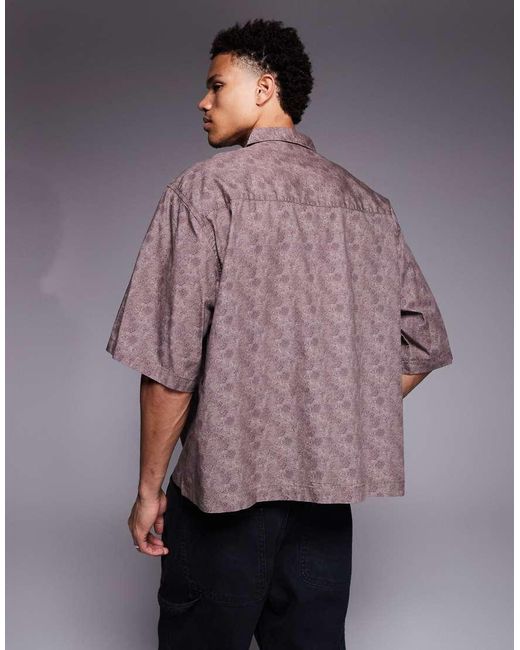 ASOS Purple Boxy Oversized Poplin Shirt for men