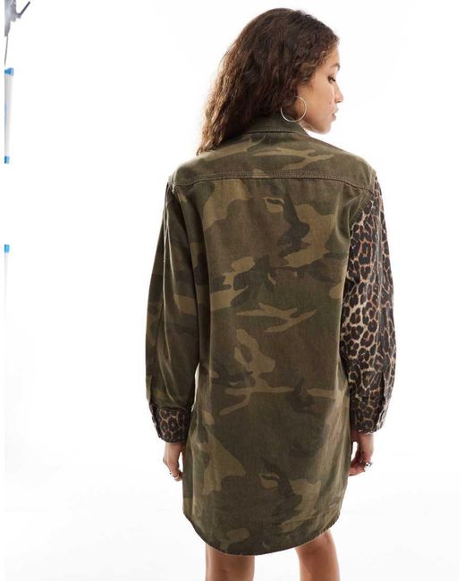Vestido Camisero Con Estampado De Camuflaje Variado De -Verde AllSaints de color Natural