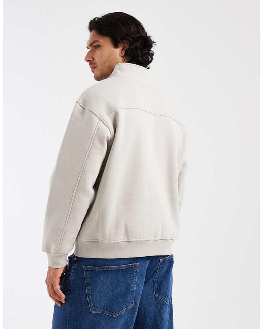 Cotton On Natural 1/4 Quarter Zip Fleece for men