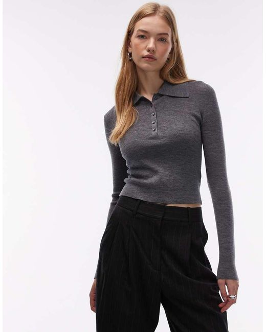 & Other Stories Blue Knitted Polo Jumper