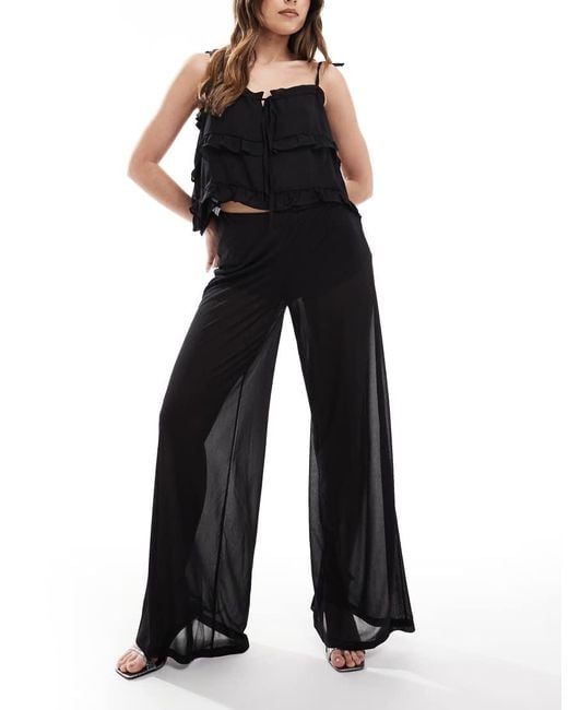 Bershka Black Sheer Beach Trousers