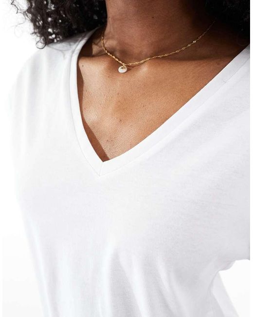 Camiseta Blanca Holgada Extragrande Con Cuello De Pico De -Blanco Vero Moda de color White