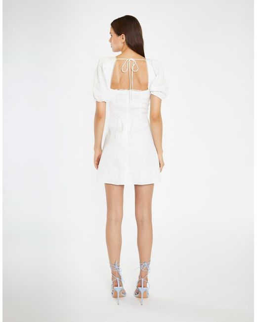 Glamorous White Square Neck Puff Sleeve Mini Dress