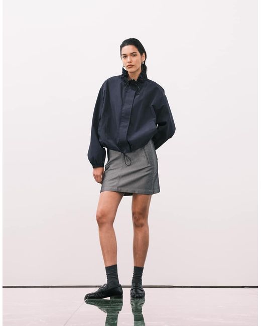 ASOS Blue Bubble Hem Nylon Track Jacket