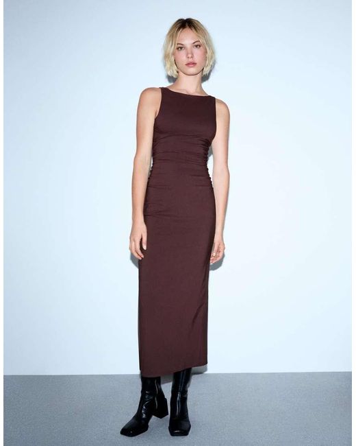 Bershka White Bengaline Midi Dress