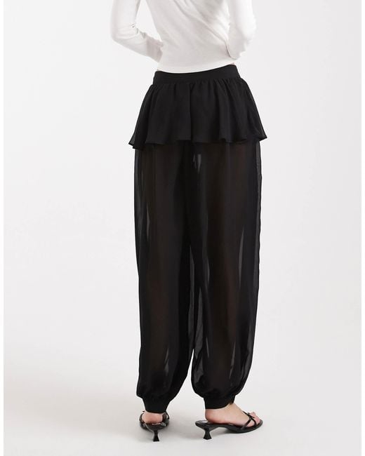 ASOS White Sheer Balloon Pants With Skirt Overlay