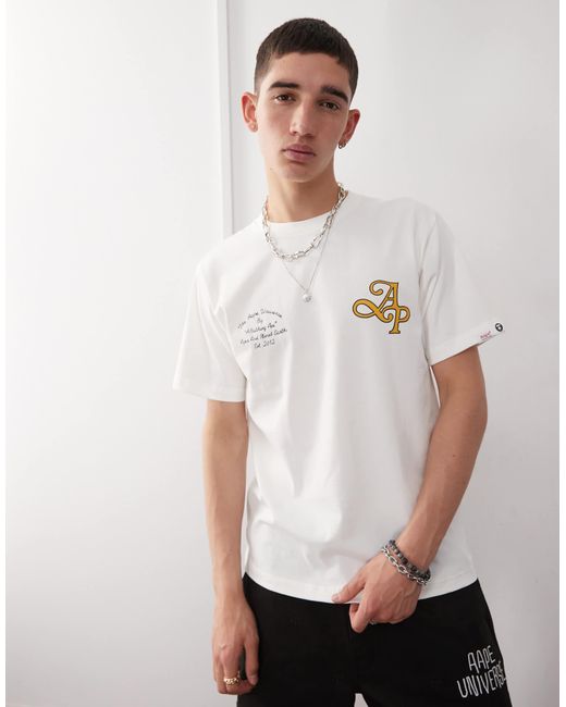 Aape By A Bathing Ape White Aape By A Bathing Ape A Logo Back Print T-Shirt for men