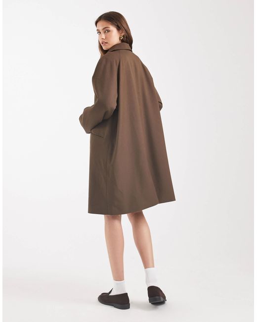 ASOS Brown Mid Length Tailored Car Coat