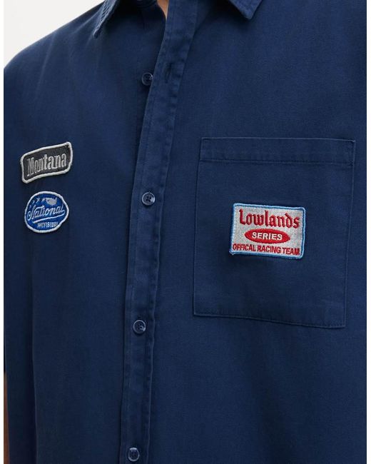 Cotton On Blue Darcy Short Sleeve Shirt for men