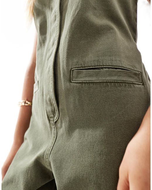 ASOS Green – ärmelloser jeans-jumpsuit