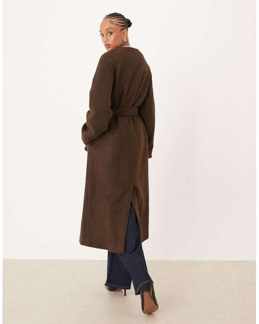 ASOS Brown Asos Design Tall Collarless Boucle Longline Formal Coat