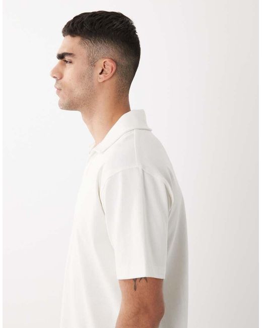 ASOS White Circular Design Collection Super Heavyweight Relaxed Revere Polo for men