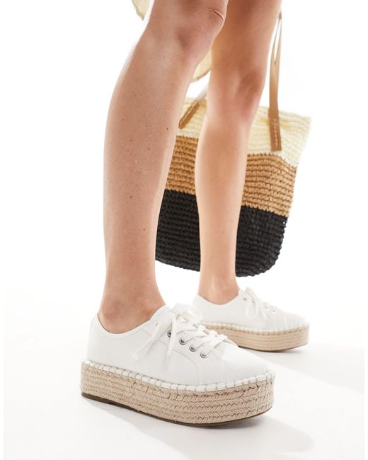ASOS White Jaden Flatform Canvas Trainer Espadrilles
