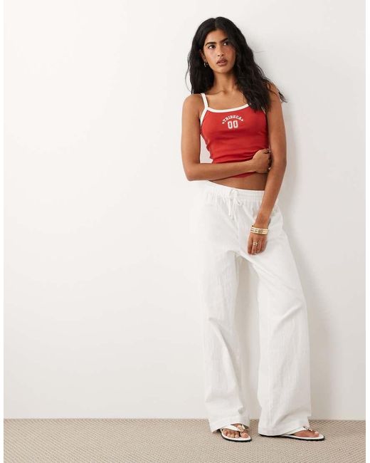 Brave Soul Red Graphic Print Cropped Tank Top With Contrast Piping
