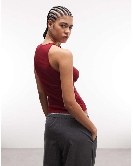 Weekday Red High Neck Tank Top