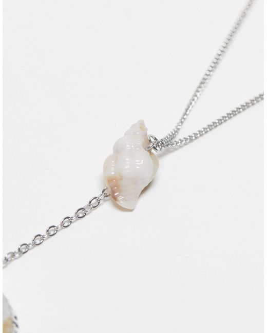 Reclaimed (vintage) White Unisex Drippy Shell Necklace