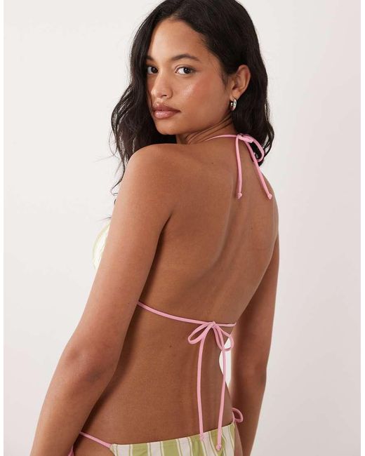Brave Soul Green Triangle Bikini Top With Bow Detailing