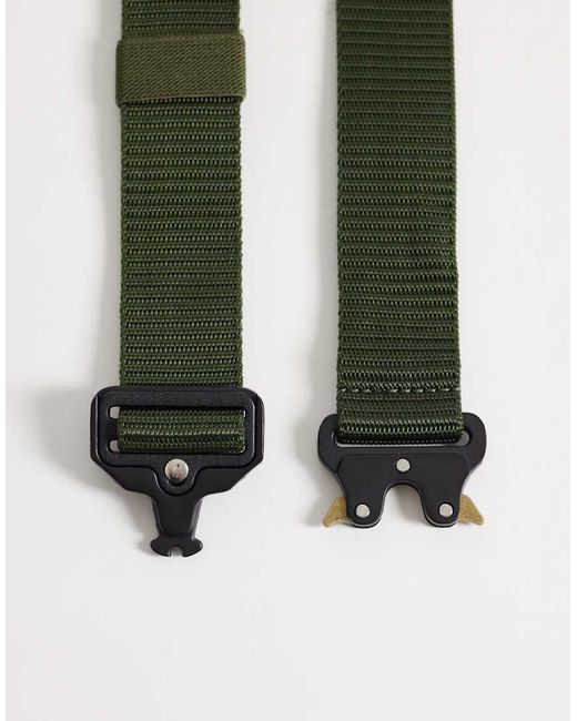 ASOS Green Webbing Utility Belt With Statement Buckle for men