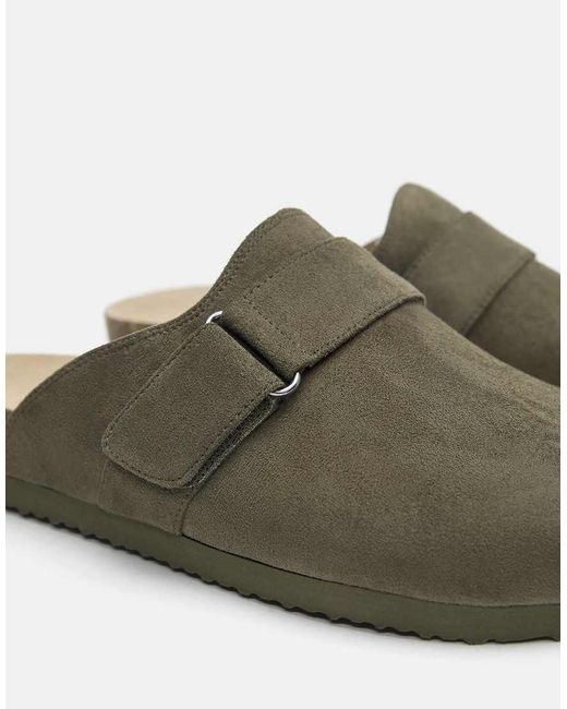 Pull&Bear Green Buckle Clogs for men