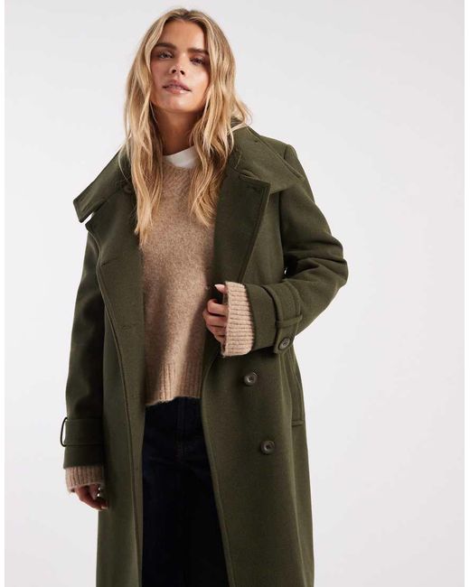 Miss Selfridge Green Formal Funnel Coat