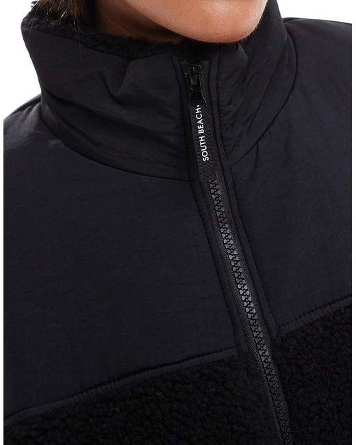 South Beach Black Borg Zip Up Padded Jacket