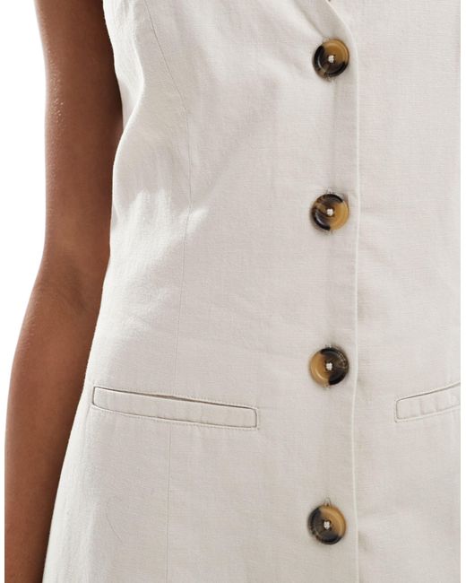 Asos design tall - vestito stile gilet corto color avena con bottoni di ASOS in White