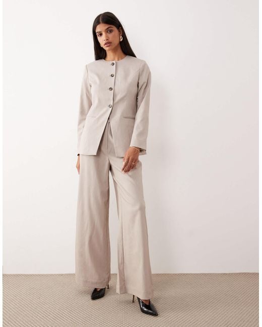 Y.A.S Natural Premium Collarless Fitted Blazer Co-ord
