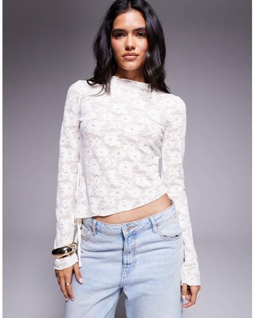 Brave Soul White – langärmeliges spitzenoberteil