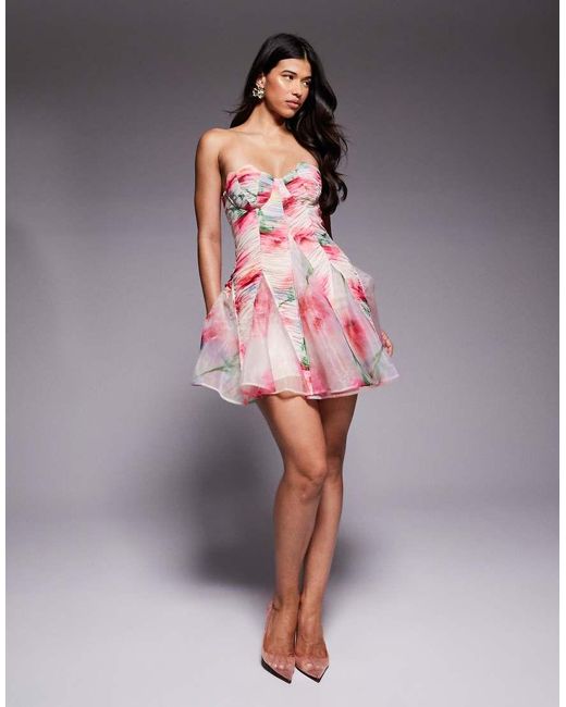 ASOS Pink Scallop Cup Bandeau Mini Dress