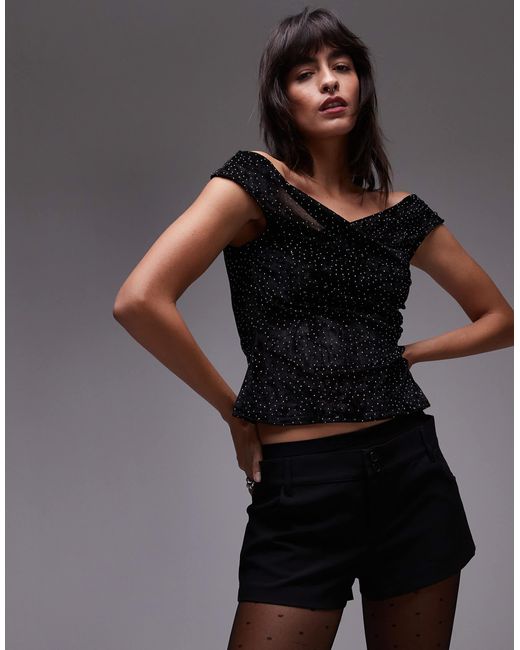 Mango Black – schulterfreies top aus samt