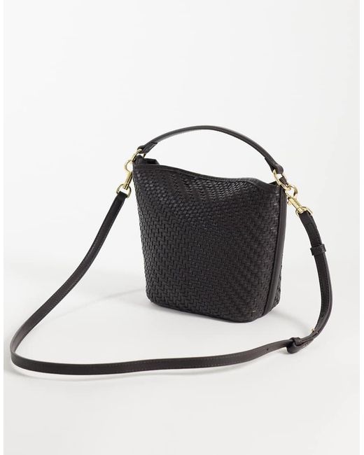 Borsa A Secchiello Piccola Intrecciata di Mango in Black