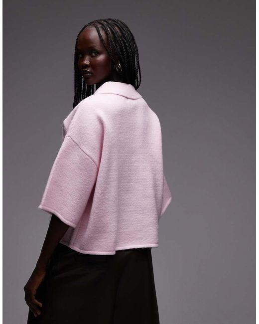 ASOS Pink Fluffy Neat Fit Polo Top
